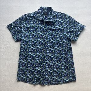 Marc Anthony Men XL Short Sleeve Shirt Animal Print Zebra Luxury Slim Fit Africa